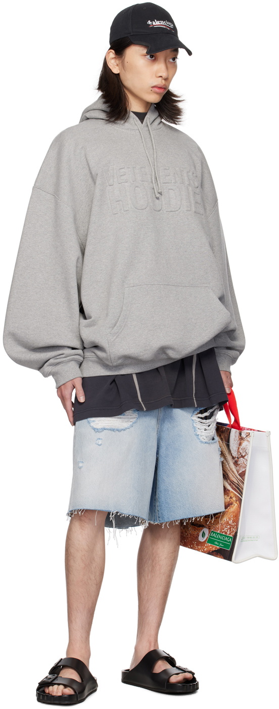 【関税込み】VETEMENTS グレー Illusion ロゴ フーディ VETEMENTS Gray Illusion Logo Hoodie Vetements