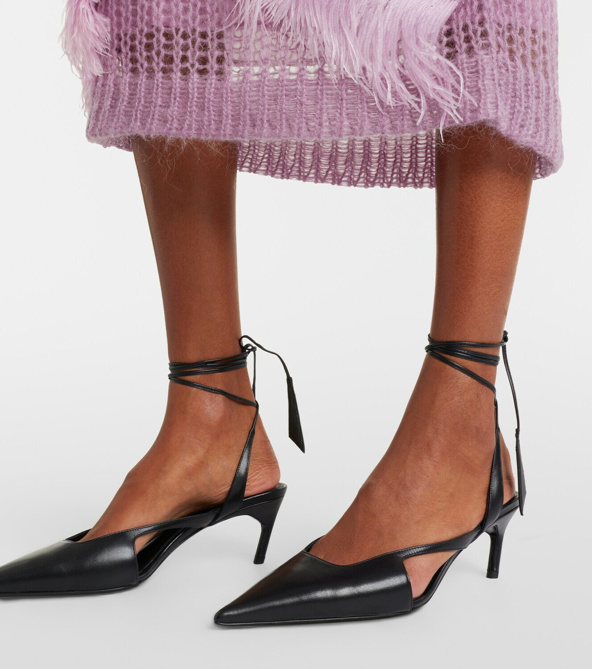 The Attico Diane 55 leather slingback pumps