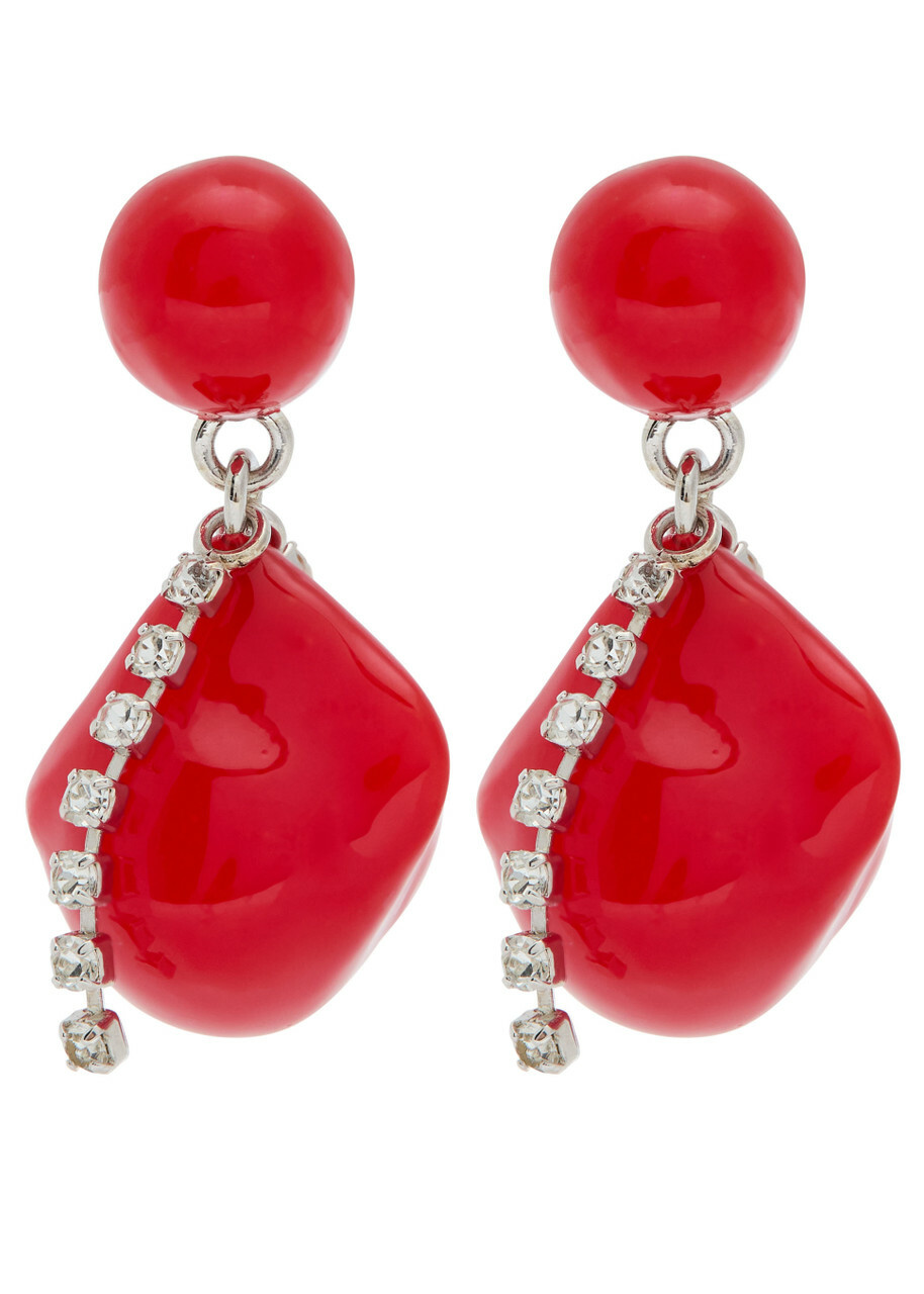 Completedworks Beaded Rhodium-plated Drop Earrings - Red - One Size