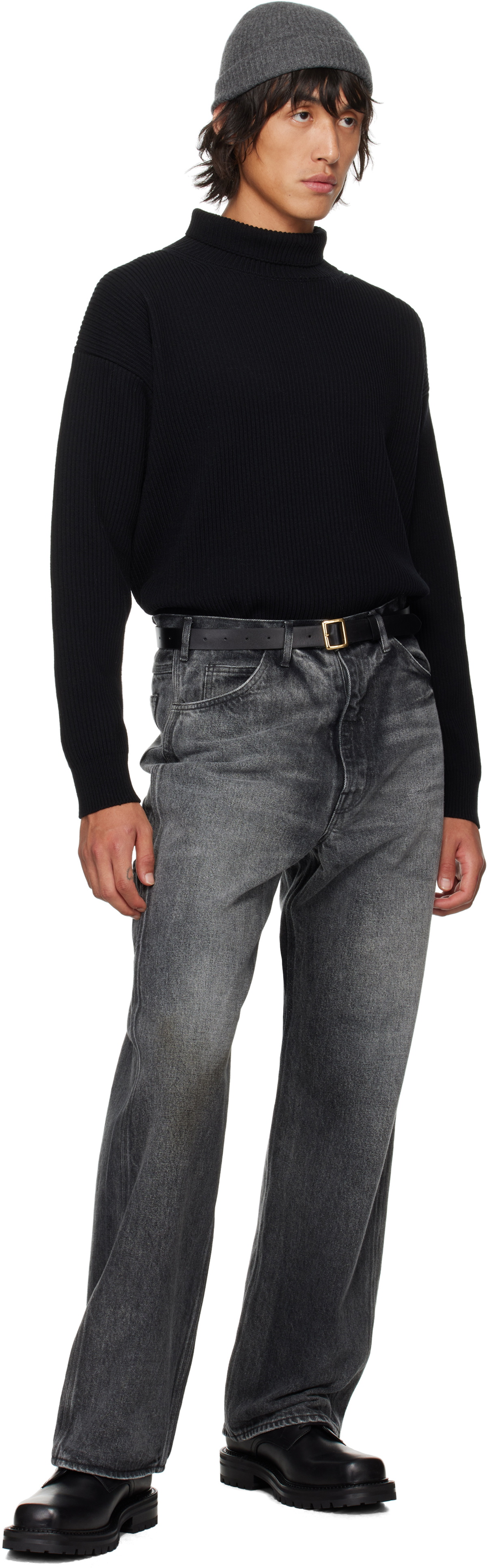 AURALEE Black Super Fine Wool Turtleneck