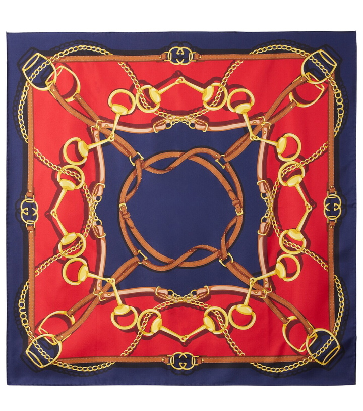 Photo: Gucci Printed reversible silk twill scarf