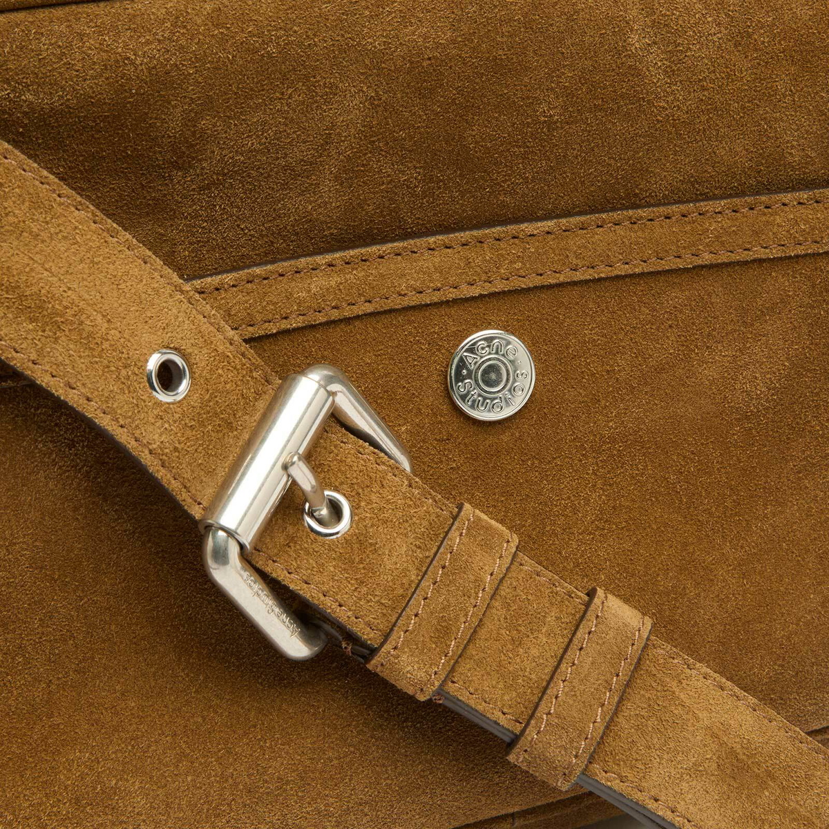 Acne Studios Women's Camero Party Suede Bag in Cognac Brown 