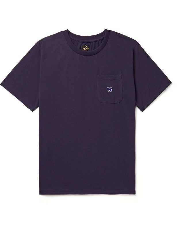 Photo: Needles - Logo-Appliquéd Jersey T-Shirt - Purple