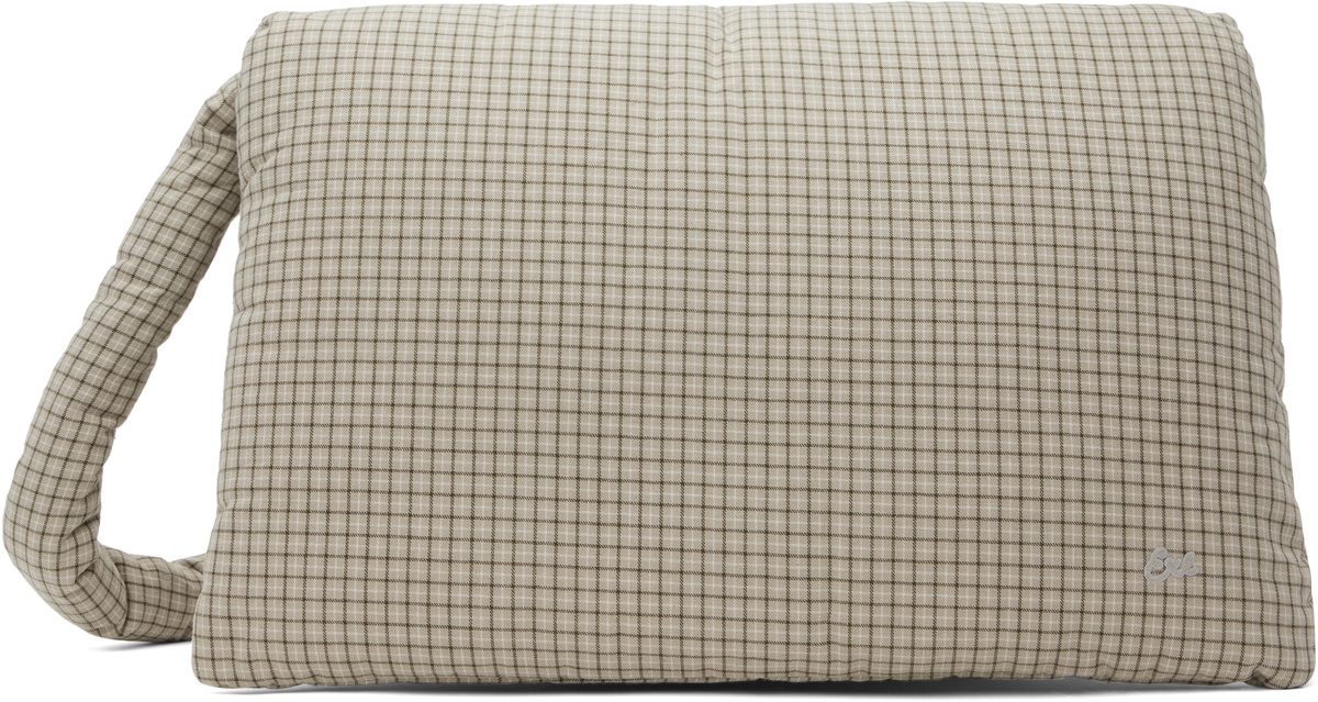 ERL Beige Plaid Messenger Bag