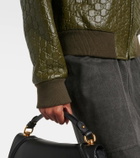 Gucci GG embossed leather bomber jacket