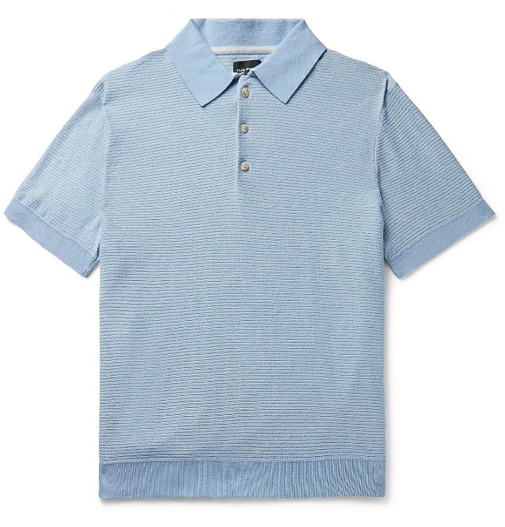 Photo: Club Monaco - Striped Cotton and Linen-Blend Polo Shirt - Blue