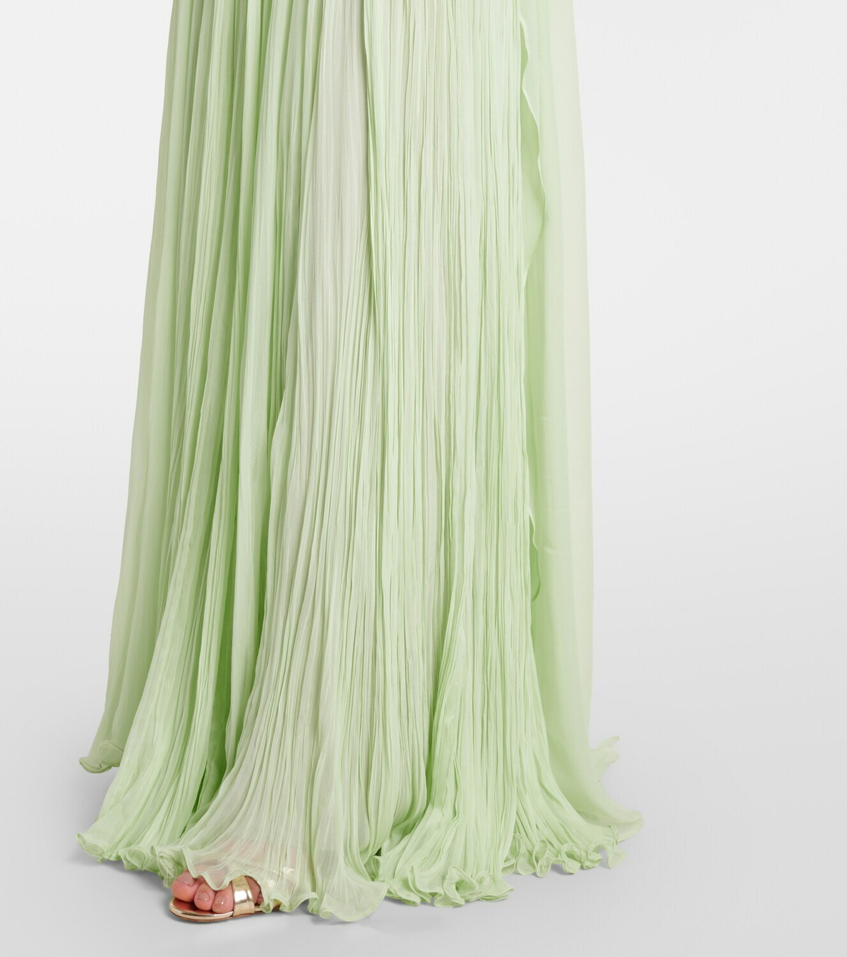 Marmar Halim Pleated scarf-detail silk georgette gown