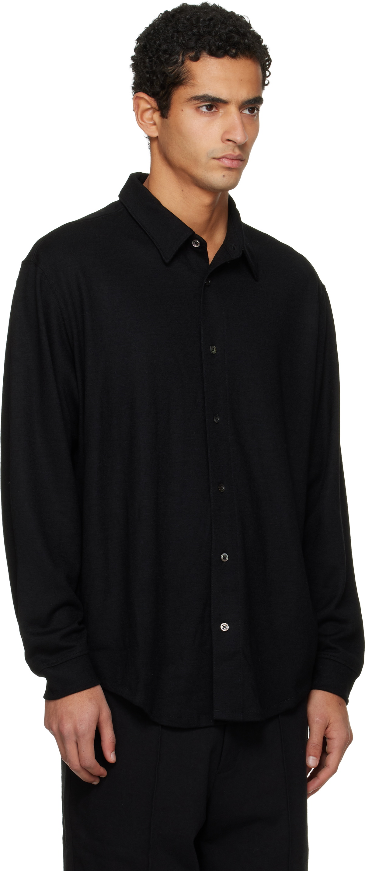 Lady White Co. Black Wool Button Up Shirt
