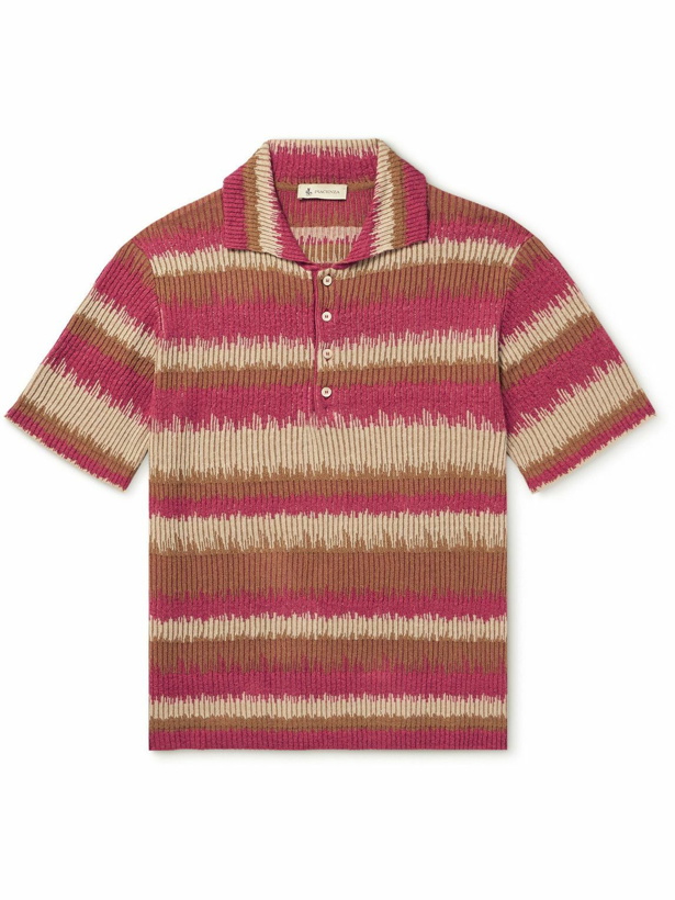 Photo: Piacenza Cashmere - Striped Linen and Cotton-Blend Polo Shirt - Red