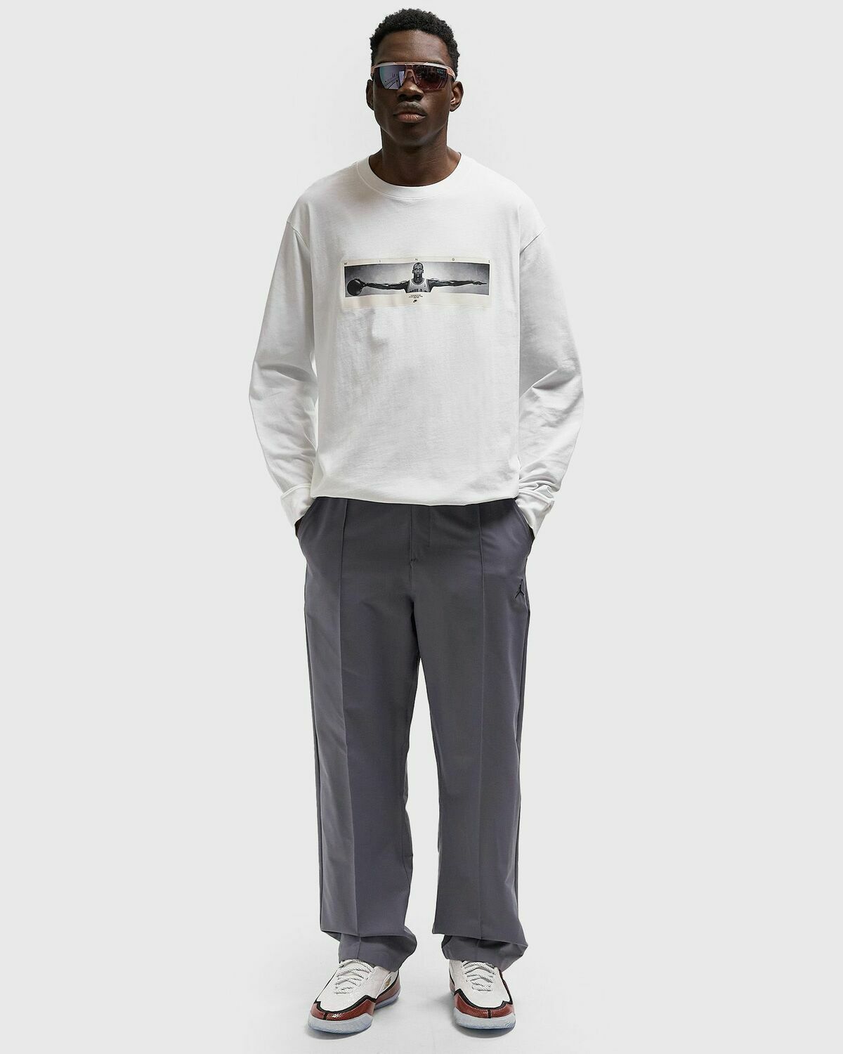 BRAND PHOTO LS CREW White Mens Longsleefe