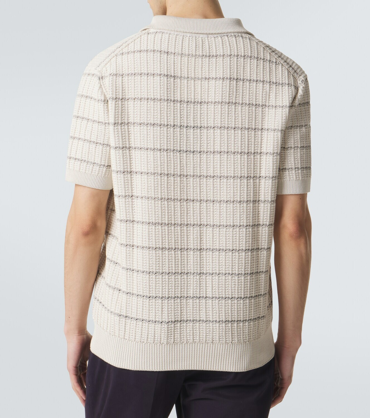 Brioni Embroidered cotton and linen polo shirt