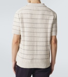 Brioni Embroidered cotton and linen polo shirt