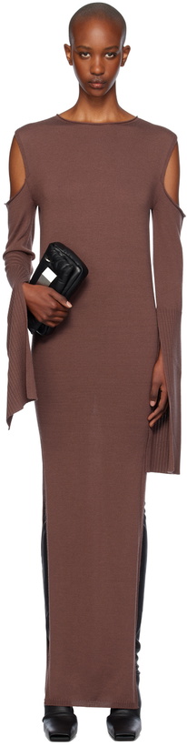 Photo: Rick Owens Brown Porterville Cape Sleeve Maxi Dress