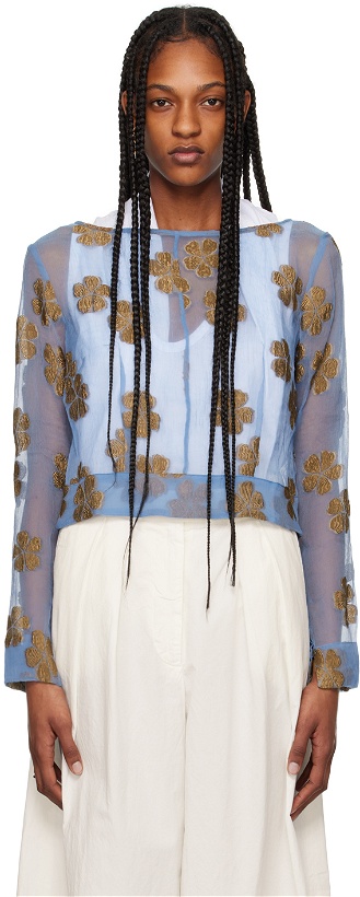 Photo: Dries Van Noten Blue Embroidered Blouse