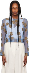 Dries Van Noten Blue Embroidered Blouse