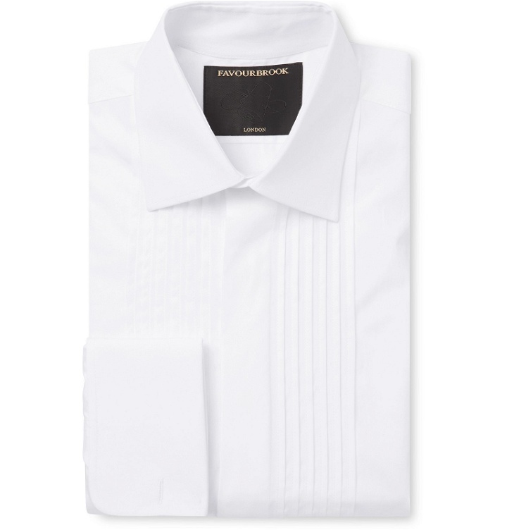 Photo: Favourbrook - White Eton Slim-Fit Bib-Front Double-Cuff Cotton-Poplin Tuxedo Shirt - White