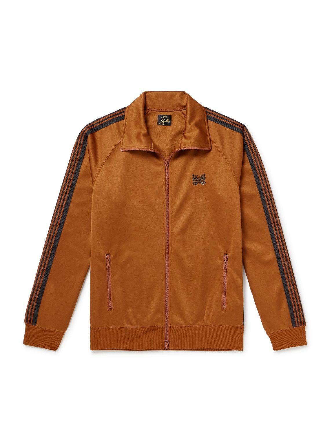 Photo: Needles - Webbing-Trimmed Logo-Embroidered Tech-Jersey Track Jacket - Orange