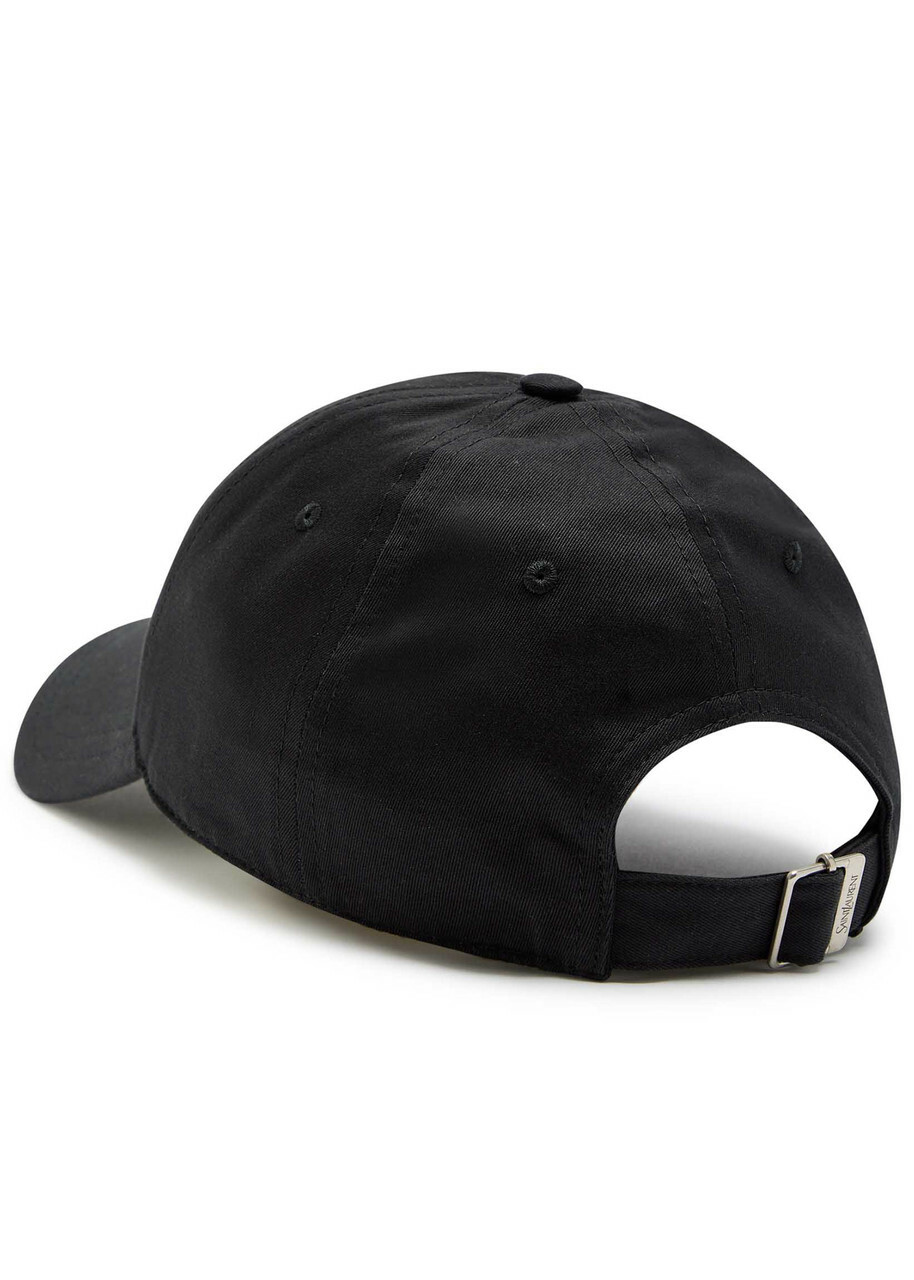 Saint Laurent Appliquéd Cotton cap Black