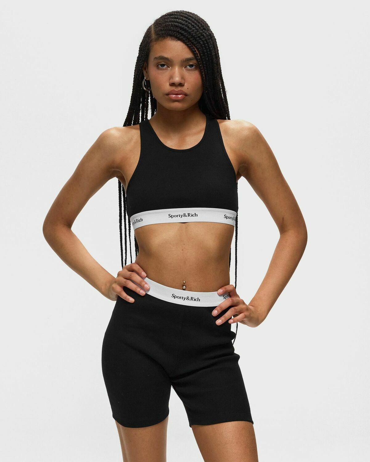 Serif Logo Sports Cropped Tank - Navy/White