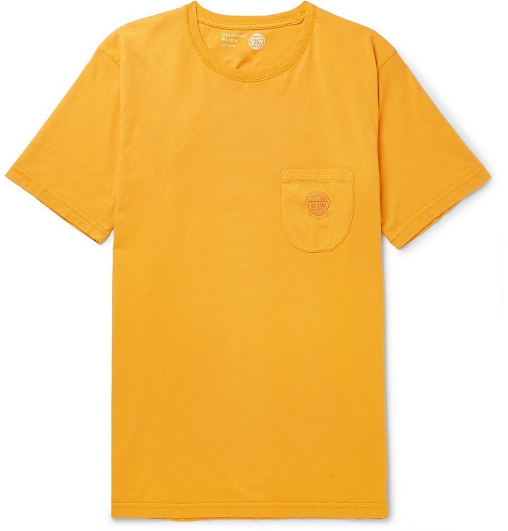 Photo: Universal Works - Logo-Print Cotton-Jersey T-Shirt - Yellow