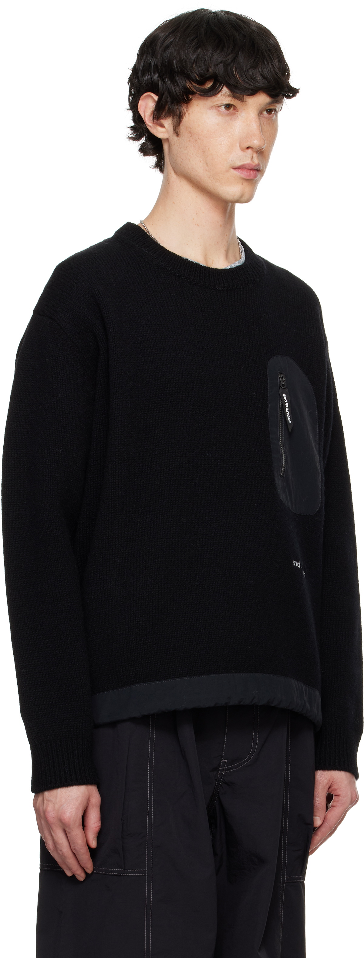 and wander Black Shetland Wool Sweater