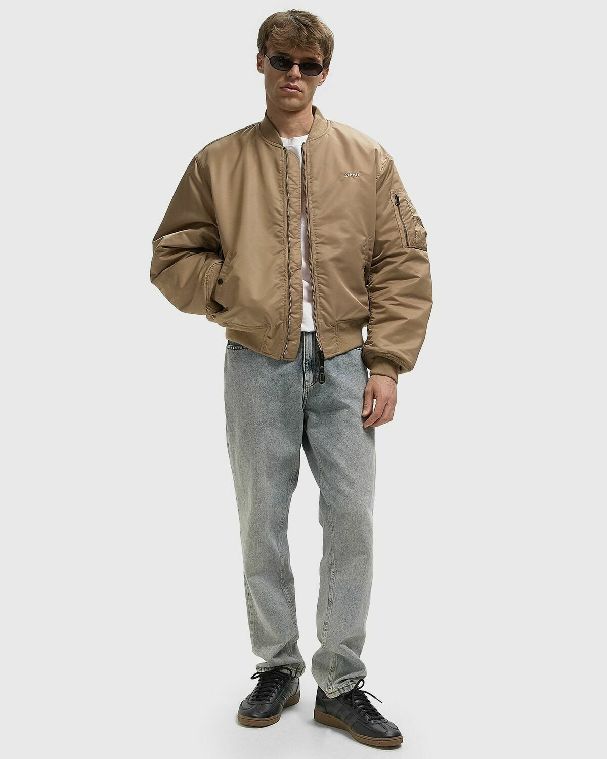 Schott NYC AIRFORCE 90 RS Beige Mens Bomber Jacket Schott