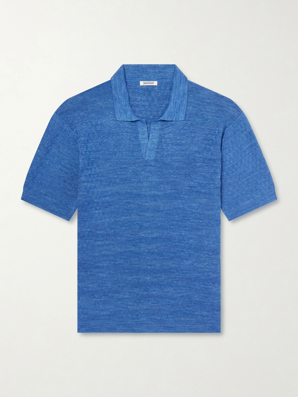 3sixteen - Knitted Cotton Polo Shirt - Blue