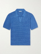 3sixteen - Knitted Cotton Polo Shirt - Blue