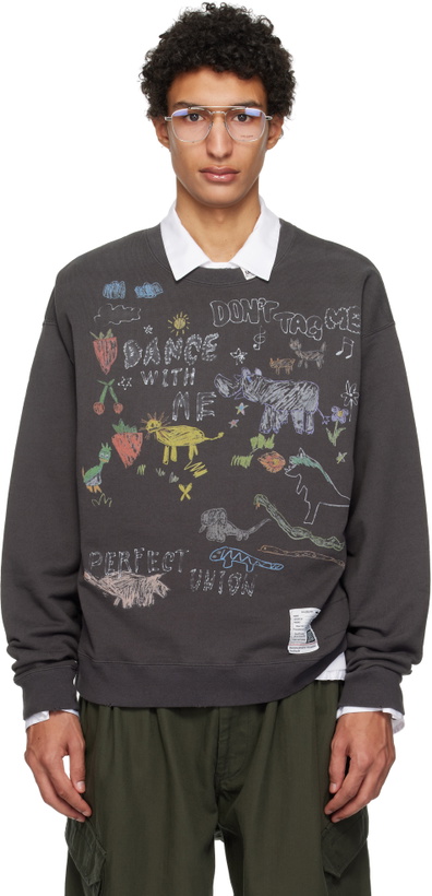 Photo: Maison MIHARA YASUHIRO Gray Kids Doodle Printed Sweatshirt