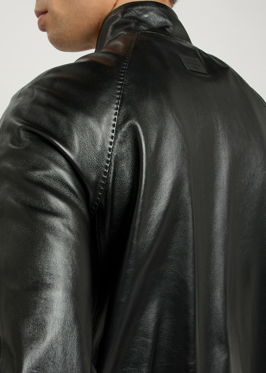 Acne Studios Leather Bomber Jacket Black