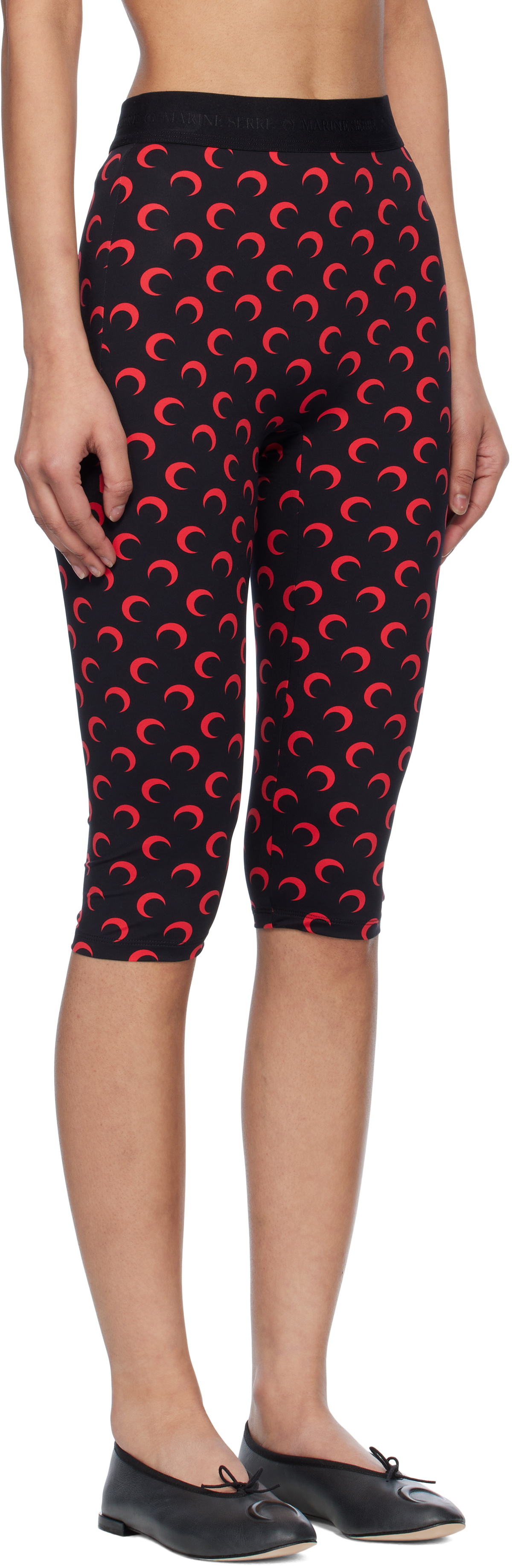 Marine Serre SSENSE Exclusive Black Recycled Moon Jersey Capri Leggings