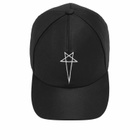 Rick Owens DRKSHDW Women's Pentagram Logo Baseball Cap in Black/Pearl