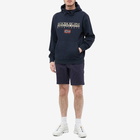 Napapijri Men's Logo Flag Hoody in Blue Marine