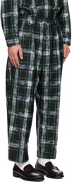 BEAMS PLUS Navy & Green Check Trousers