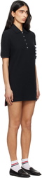 Thom Browne Navy Textured Pique 4-Bar Polo Minidress