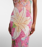 Là Fuori Floral sequined gown