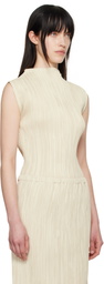 LE17SEPTEMBRE Beige Pleated Mock Neck Sleeveless Top