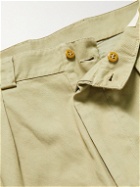 MAN 1924 - Army Straight-Leg Pleated Cotton-Twill Bermuda Shorts - Neutrals