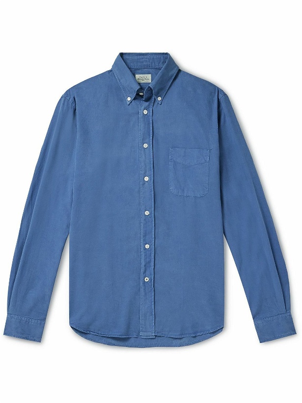 Photo: Hartford - Pitt Pat Button-Down Collar TENCEL™ Lyocell, Cotton and Linen-Blend Twill Shirt - Blue