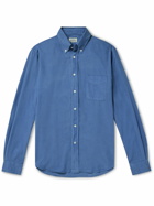 Hartford - Pitt Pat Button-Down Collar TENCEL™ Lyocell, Cotton and Linen-Blend Twill Shirt - Blue