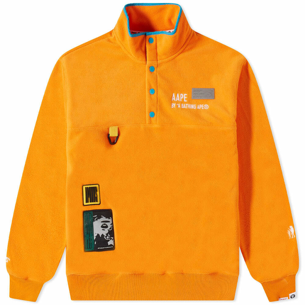 Men's AAPE 1/2 Button Fleece in Light Orange AAPE by A Men's AAPE 1/2 Button Fleece in Light Orange AAPE by A