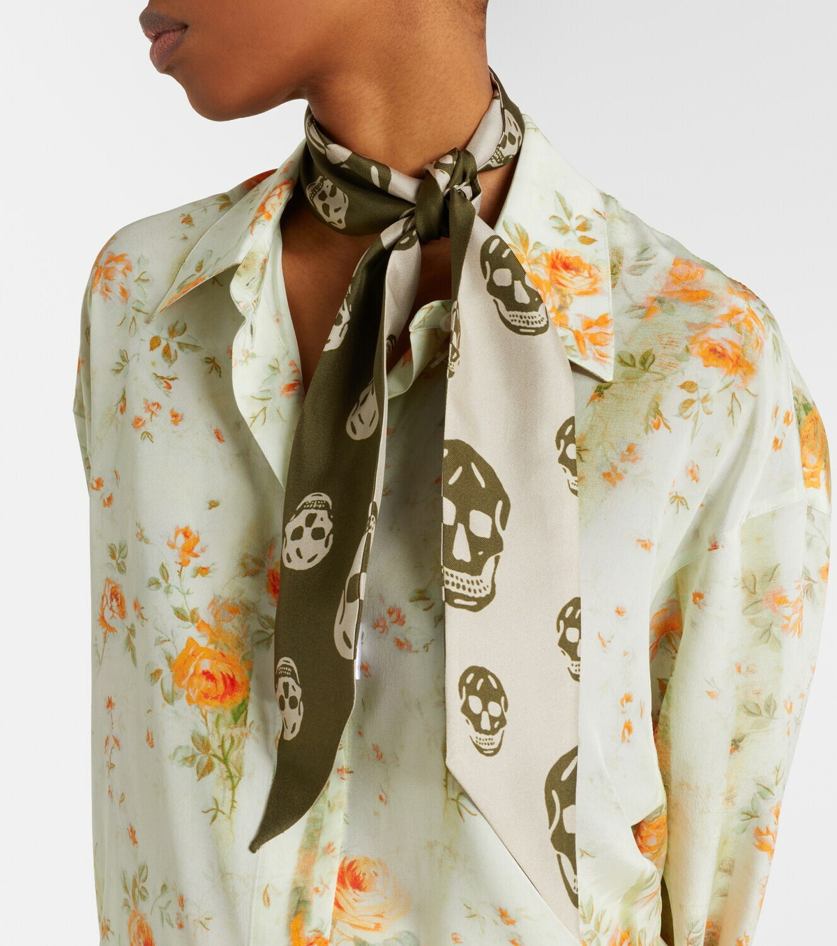 McQueen Skull silk twill scarf