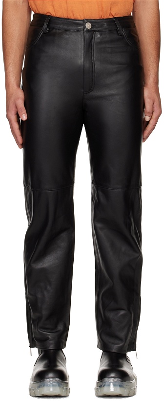 Photo: Han Kjobenhavn Black Relaxed Fitted Leather Trousers