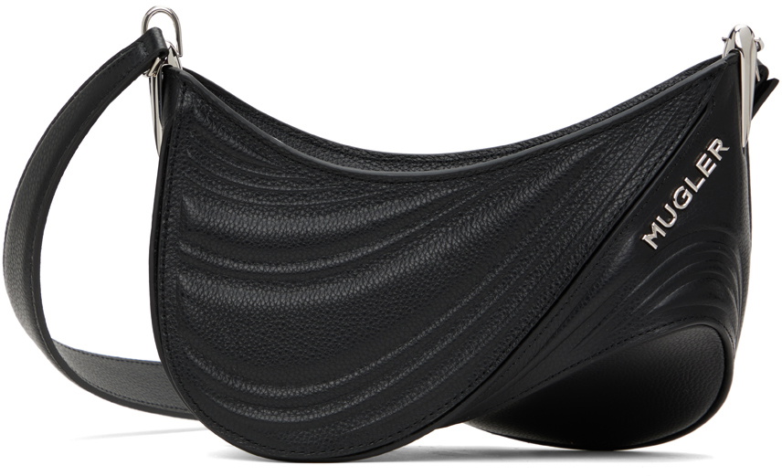 ハンドバッグ MUGLER 'Small Embossed Spiral Curve 01' handbag Black Mugler Black Small Embossed Spiral Curve 01 Bag Mugler