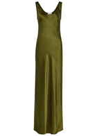 Reformation Pamela Silk Maxi Slip Dress Green