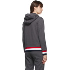 Thom Browne Grey Relaxed Rib RWB Stripe Hoodie