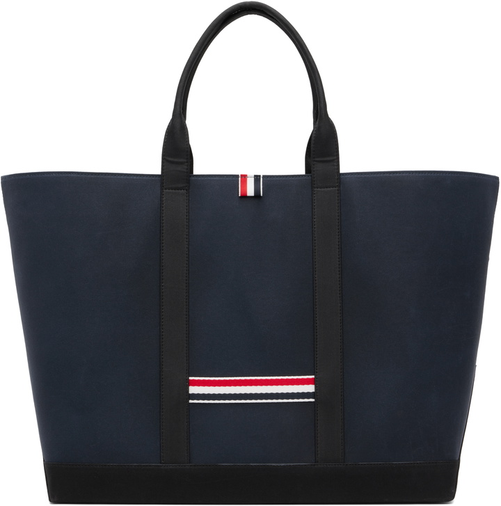 Photo: Thom Browne Navy & Black Medium Drawstring Opening Tool Tote