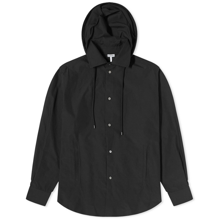 Photo: Loewe Men's Anagram Jacquard Hooded Overshirt in Black