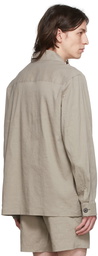 Theory Taupe Linen Shirt