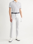 G/FORE - Striped Perforated Stretch-Jersey Golf Polo Shirt - White
